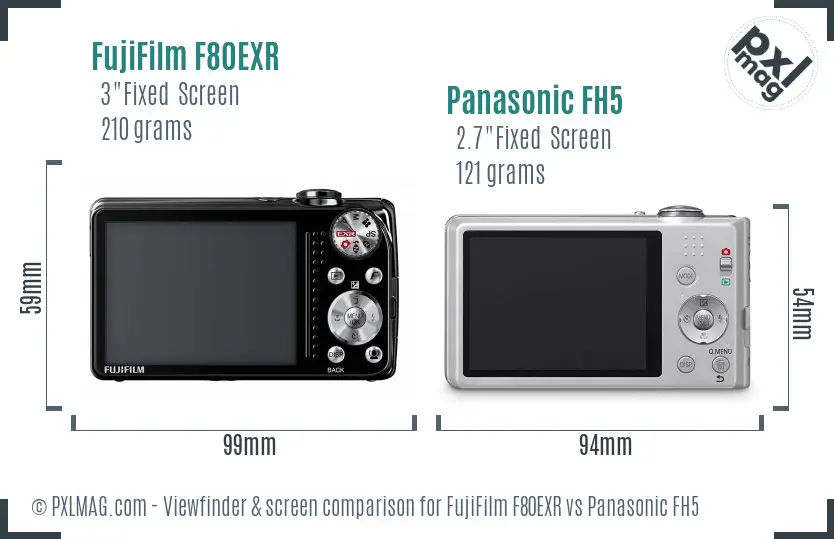 FujiFilm F80EXR vs Panasonic FH5 Screen and Viewfinder comparison FujiFilm F80EXR vs Panasonic FH5 Screen and Viewfinder comparison