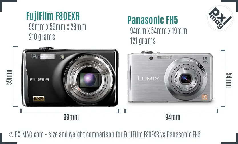 FujiFilm F80EXR vs Panasonic FH5 size comparison FujiFilm F80EXR vs Panasonic FH5 size comparison