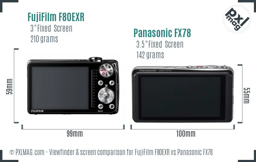 FujiFilm F80EXR vs Panasonic FX78 Screen and Viewfinder comparison