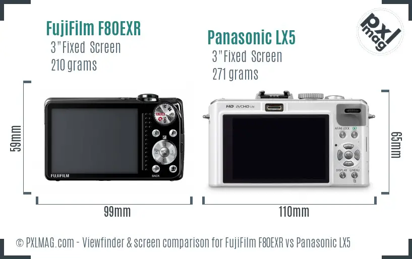 FujiFilm F80EXR vs Panasonic LX5 Screen and Viewfinder comparison FujiFilm F80EXR vs Panasonic LX5 Screen and Viewfinder comparison
