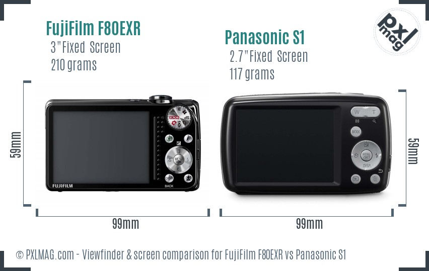 FujiFilm F80EXR vs Panasonic S1 Screen and Viewfinder comparison