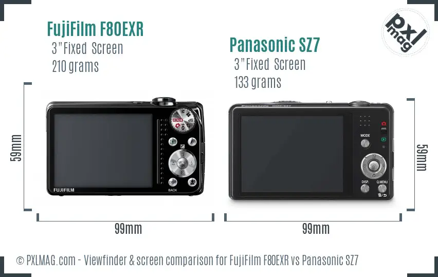FujiFilm F80EXR vs Panasonic SZ7 Screen and Viewfinder comparison