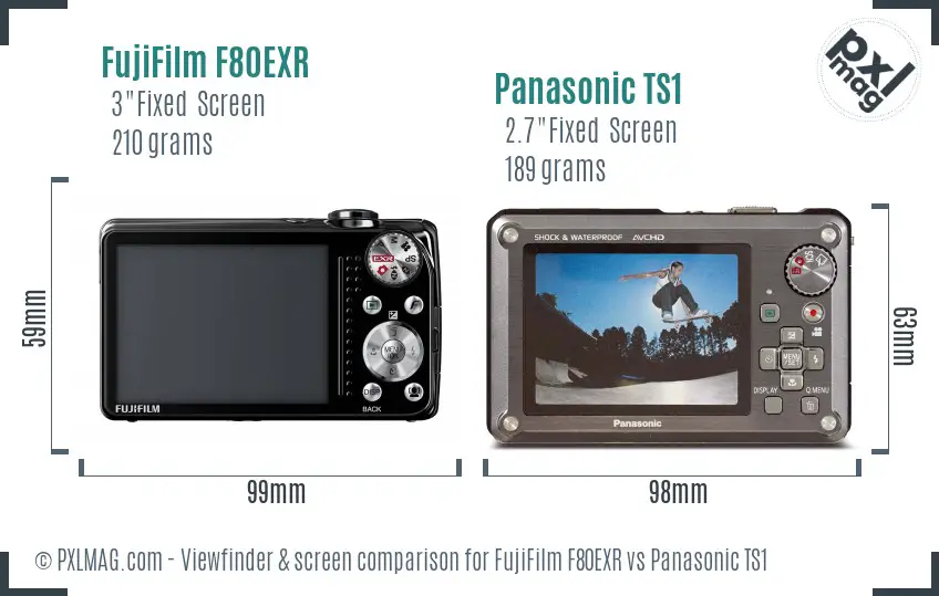 FujiFilm F80EXR vs Panasonic TS1 Screen and Viewfinder comparison