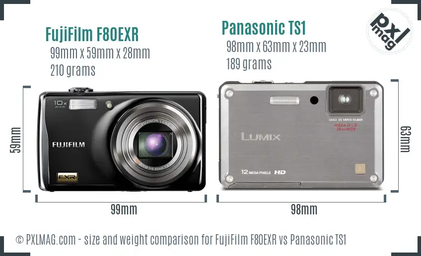 FujiFilm F80EXR vs Panasonic TS1 size comparison