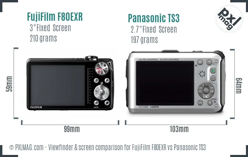FujiFilm F80EXR vs Panasonic TS3 Screen and Viewfinder comparison FujiFilm F80EXR vs Panasonic TS3 Screen and Viewfinder comparison
