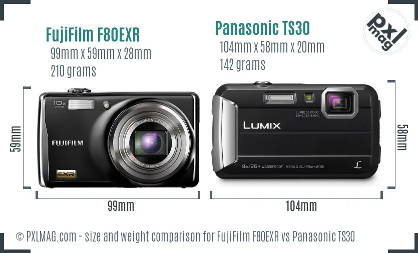 FujiFilm F80EXR vs Panasonic TS30 size comparison FujiFilm F80EXR vs Panasonic TS30 size comparison