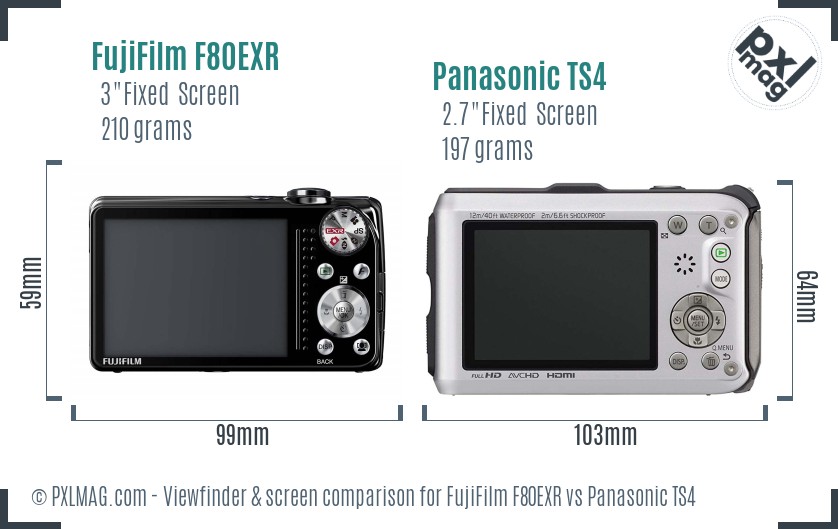 FujiFilm F80EXR vs Panasonic TS4 Screen and Viewfinder comparison