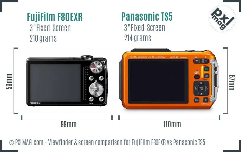 FujiFilm F80EXR vs Panasonic TS5 Screen and Viewfinder comparison