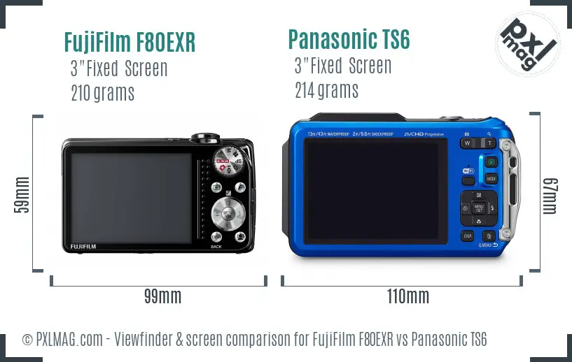 FujiFilm F80EXR vs Panasonic TS6 Screen and Viewfinder comparison FujiFilm F80EXR vs Panasonic TS6 Screen and Viewfinder comparison