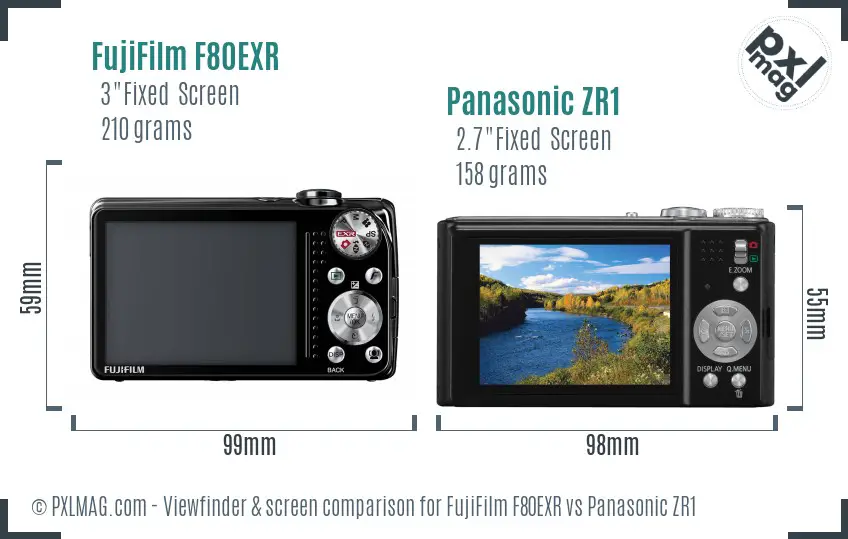 FujiFilm F80EXR vs Panasonic ZR1 Screen and Viewfinder comparison FujiFilm F80EXR vs Panasonic ZR1 Screen and Viewfinder comparison