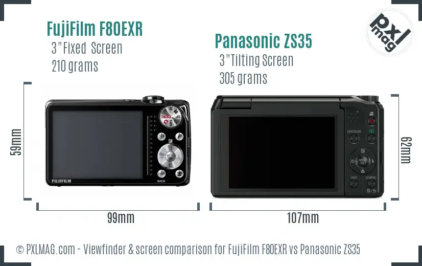 FujiFilm F80EXR vs Panasonic ZS35 Screen and Viewfinder comparison FujiFilm F80EXR vs Panasonic ZS35 Screen and Viewfinder comparison