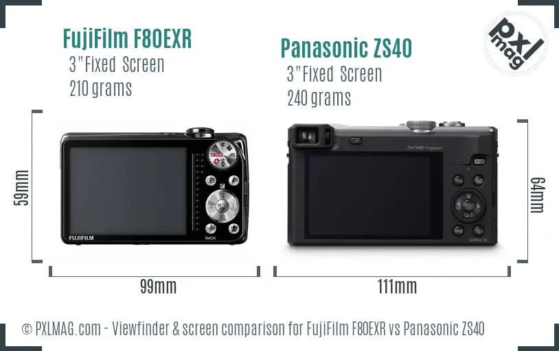 FujiFilm F80EXR vs Panasonic ZS40 Screen and Viewfinder comparison
