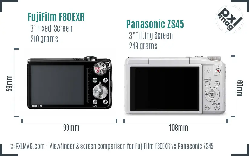 FujiFilm F80EXR vs Panasonic ZS45 Screen and Viewfinder comparison