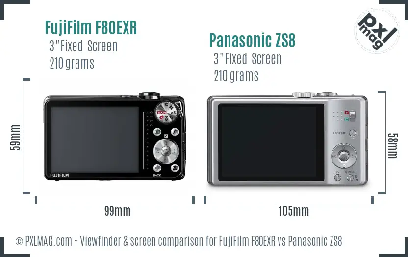 FujiFilm F80EXR vs Panasonic ZS8 Screen and Viewfinder comparison FujiFilm F80EXR vs Panasonic ZS8 Screen and Viewfinder comparison