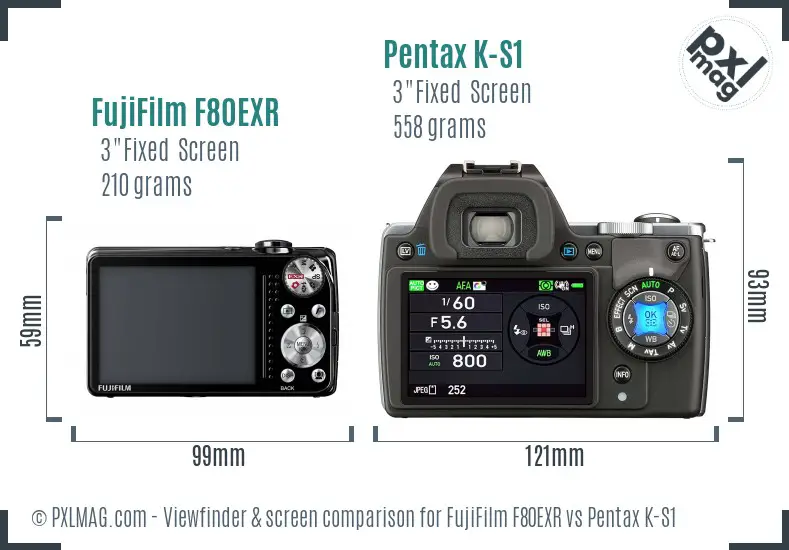 FujiFilm F80EXR vs Pentax K-S1 Screen and Viewfinder comparison FujiFilm F80EXR vs Pentax K-S1 Screen and Viewfinder comparison