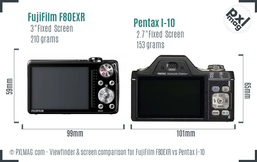 FujiFilm F80EXR vs Pentax I-10 Screen and Viewfinder comparison