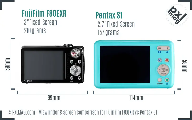 FujiFilm F80EXR vs Pentax S1 Screen and Viewfinder comparison FujiFilm F80EXR vs Pentax S1 Screen and Viewfinder comparison