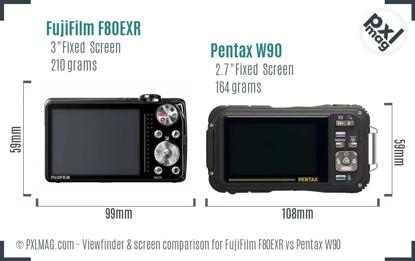 FujiFilm F80EXR vs Pentax W90 Screen and Viewfinder comparison FujiFilm F80EXR vs Pentax W90 Screen and Viewfinder comparison