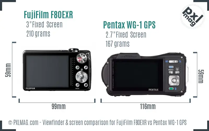 FujiFilm F80EXR vs Pentax WG-1 GPS Screen and Viewfinder comparison
