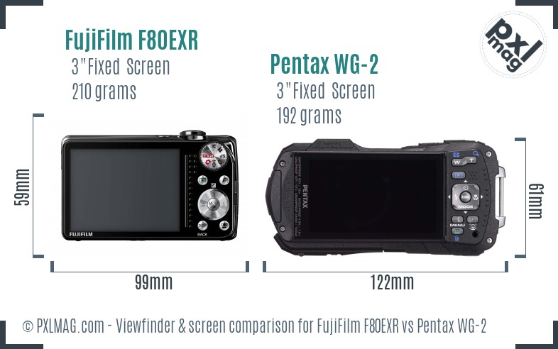 FujiFilm F80EXR vs Pentax WG-2 Screen and Viewfinder comparison