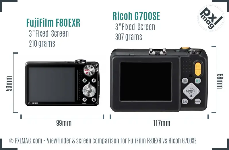 FujiFilm F80EXR vs Ricoh G700SE Screen and Viewfinder comparison