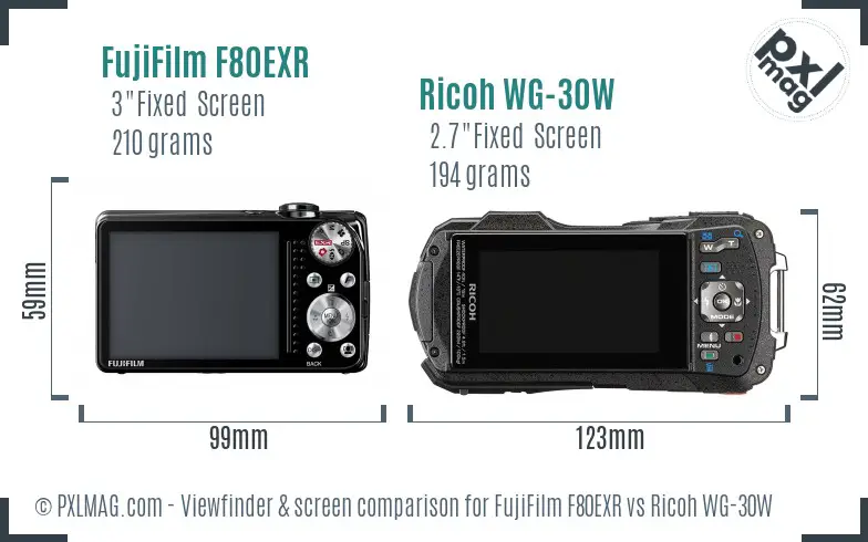 FujiFilm F80EXR vs Ricoh WG-30W Screen and Viewfinder comparison FujiFilm F80EXR vs Ricoh WG-30W Screen and Viewfinder comparison
