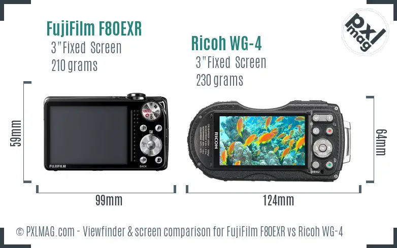 FujiFilm F80EXR vs Ricoh WG-4 Screen and Viewfinder comparison