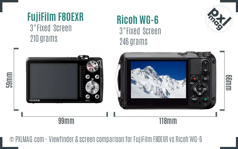 FujiFilm F80EXR vs Ricoh WG-6 Screen and Viewfinder comparison