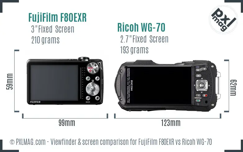 FujiFilm F80EXR vs Ricoh WG-70 Screen and Viewfinder comparison