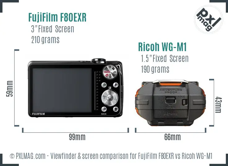 FujiFilm F80EXR vs Ricoh WG-M1 Screen and Viewfinder comparison FujiFilm F80EXR vs Ricoh WG-M1 Screen and Viewfinder comparison