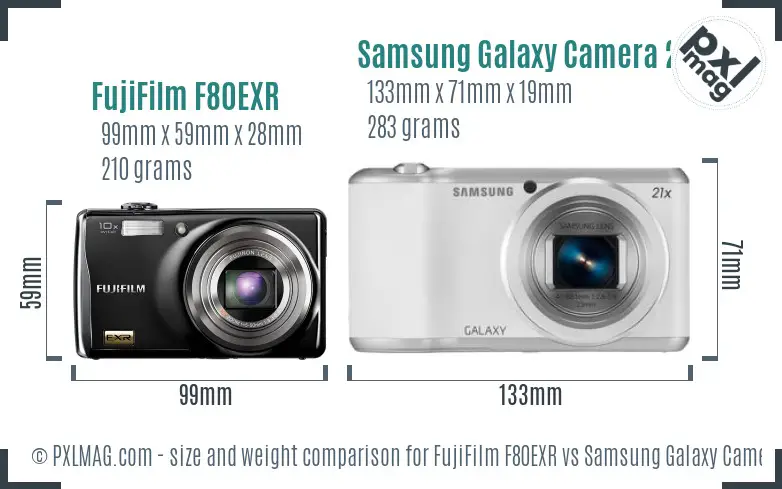 FujiFilm F80EXR vs Samsung Galaxy Camera 2 size comparison