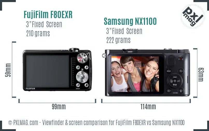 FujiFilm F80EXR vs Samsung NX1100 Screen and Viewfinder comparison FujiFilm F80EXR vs Samsung NX1100 Screen and Viewfinder comparison