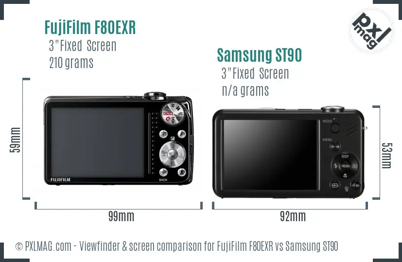FujiFilm F80EXR vs Samsung ST90 Screen and Viewfinder comparison