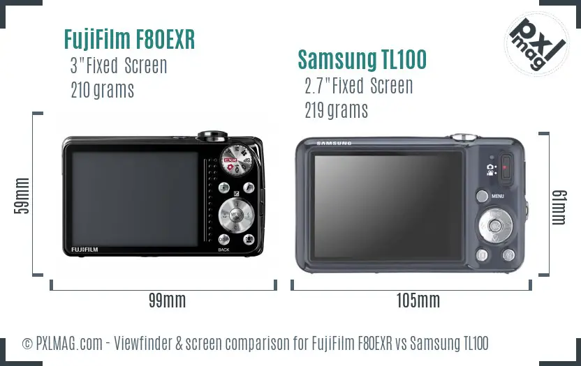 FujiFilm F80EXR vs Samsung TL100 Screen and Viewfinder comparison FujiFilm F80EXR vs Samsung TL100 Screen and Viewfinder comparison