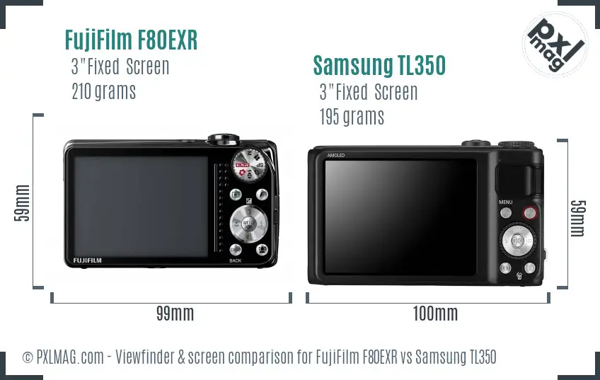 FujiFilm F80EXR vs Samsung TL350 Screen and Viewfinder comparison FujiFilm F80EXR vs Samsung TL350 Screen and Viewfinder comparison
