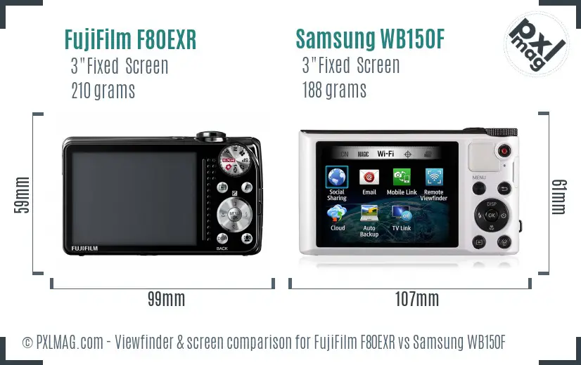 FujiFilm F80EXR vs Samsung WB150F Screen and Viewfinder comparison FujiFilm F80EXR vs Samsung WB150F Screen and Viewfinder comparison
