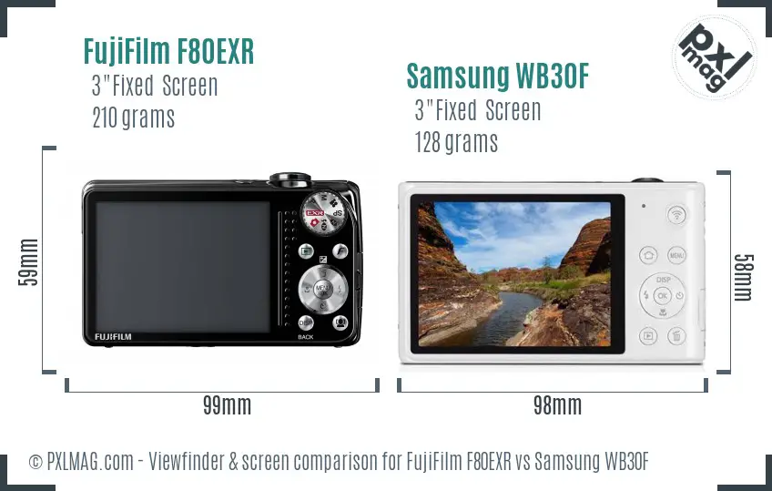 FujiFilm F80EXR vs Samsung WB30F Screen and Viewfinder comparison
