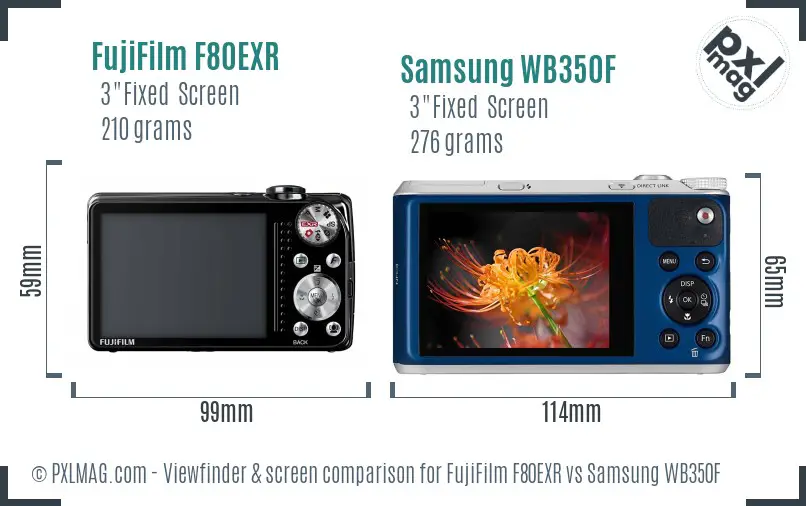 FujiFilm F80EXR vs Samsung WB350F Screen and Viewfinder comparison FujiFilm F80EXR vs Samsung WB350F Screen and Viewfinder comparison