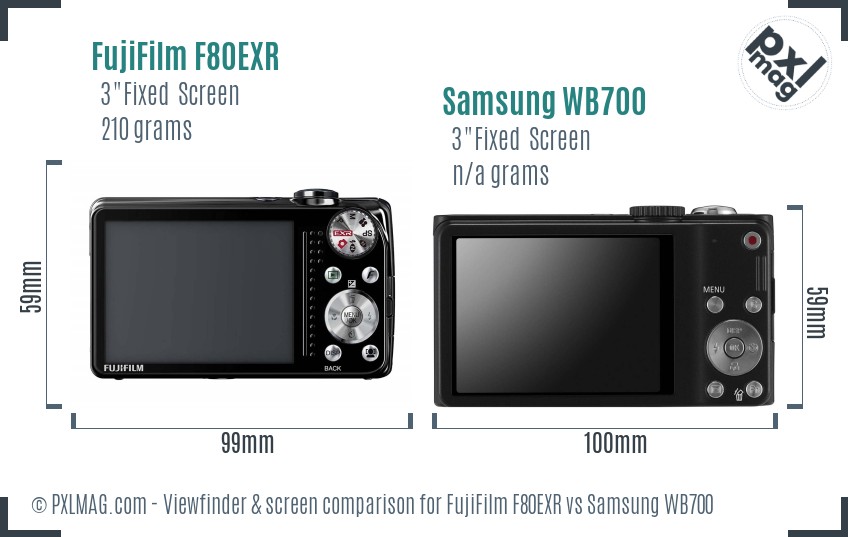 FujiFilm F80EXR vs Samsung WB700 Screen and Viewfinder comparison
