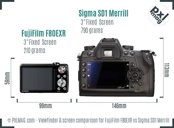 FujiFilm F80EXR vs Sigma SD1 Merrill Screen and Viewfinder comparison