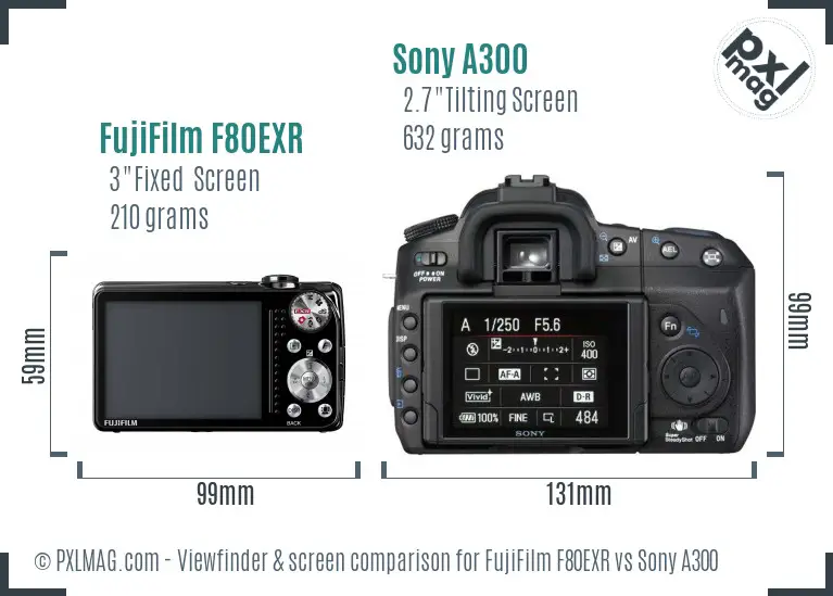 FujiFilm F80EXR vs Sony A300 Screen and Viewfinder comparison