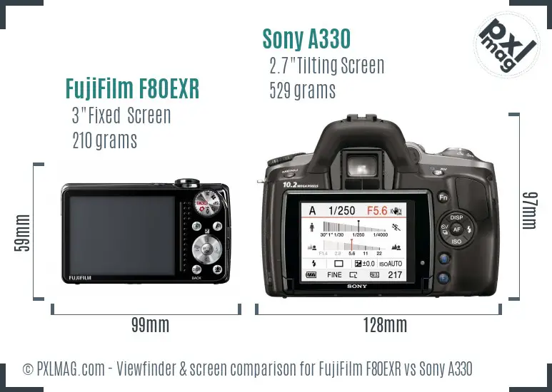 FujiFilm F80EXR vs Sony A330 Screen and Viewfinder comparison FujiFilm F80EXR vs Sony A330 Screen and Viewfinder comparison