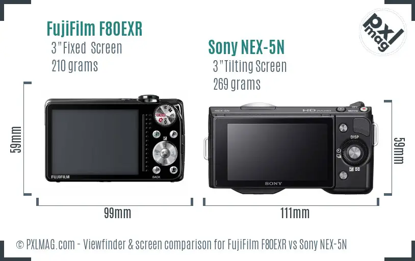 FujiFilm F80EXR vs Sony NEX-5N Screen and Viewfinder comparison