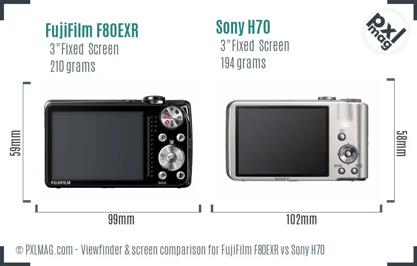 FujiFilm F80EXR vs Sony H70 Screen and Viewfinder comparison FujiFilm F80EXR vs Sony H70 Screen and Viewfinder comparison
