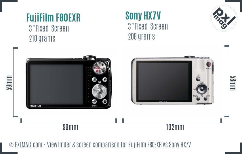 FujiFilm F80EXR vs Sony HX7V Screen and Viewfinder comparison