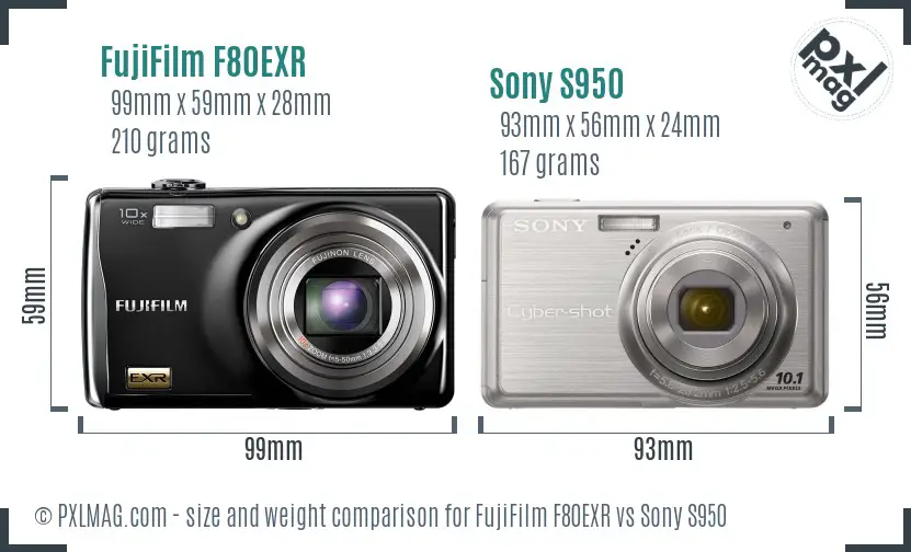 FujiFilm F80EXR vs Sony S950 size comparison FujiFilm F80EXR vs Sony S950 size comparison