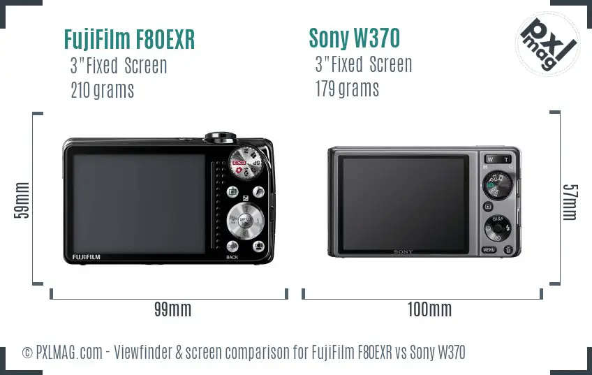 FujiFilm F80EXR vs Sony W370 Screen and Viewfinder comparison