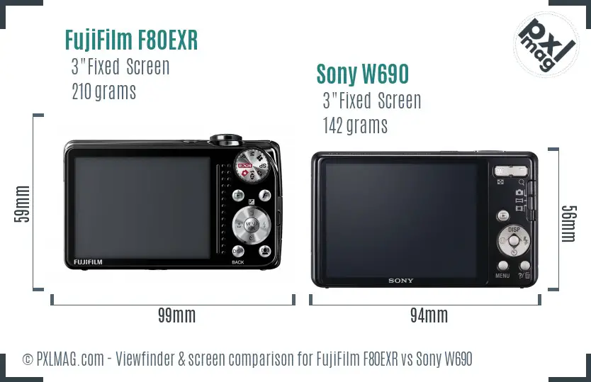 FujiFilm F80EXR vs Sony W690 Screen and Viewfinder comparison