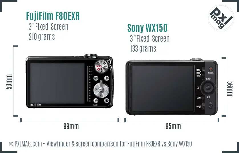 FujiFilm F80EXR vs Sony WX150 Screen and Viewfinder comparison FujiFilm F80EXR vs Sony WX150 Screen and Viewfinder comparison
