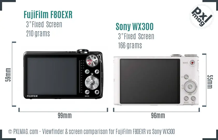 FujiFilm F80EXR vs Sony WX300 Screen and Viewfinder comparison FujiFilm F80EXR vs Sony WX300 Screen and Viewfinder comparison